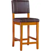 Milano Counter Stool in Dark Brown Leatherette & Walnut