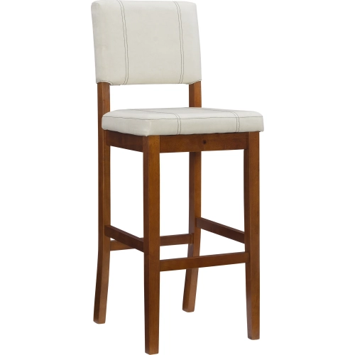 Milano Bar Stool in Cream Leatherette & Walnut