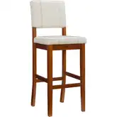 Milano Bar Stool in Cream Leatherette & Walnut