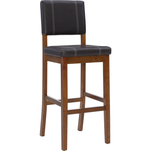 Milano Bar Stool in Dark Brown Leatherette & Walnut