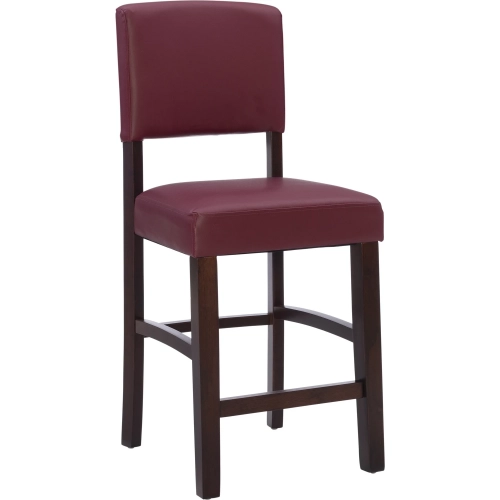 Monaco Counter Stool in Dark Red Leatherette & Espresso Wood