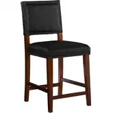 Brook Counter Stool in Black Leatherette & Brown Wood