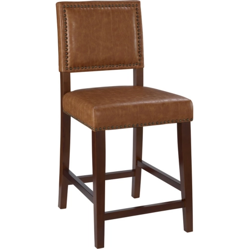 Brook Counter Stool in Caramel Leatherette & Walnut Wood