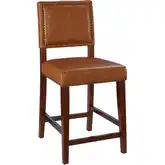 Brook Counter Stool in Caramel Leatherette & Walnut Wood