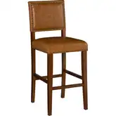 Brook Bar Stool in Caramel Leatherette & Walnut Wood