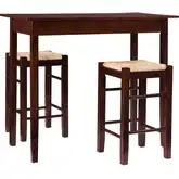 Lancer 3-Piece Counter Dining Set in Espresso & Seagrass