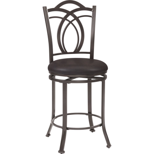 Calif Counter Stool in Coffee Brown Leatherette & Metal