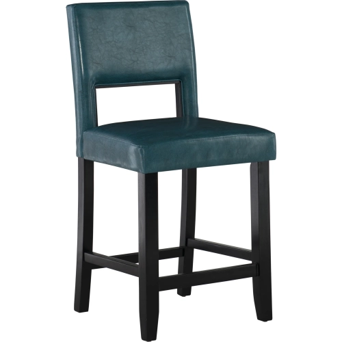 Vega Counter Stool in Agean Blue Leatherette & Black Wood