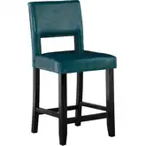 Vega Counter Stool in Agean Blue Leatherette & Black Wood