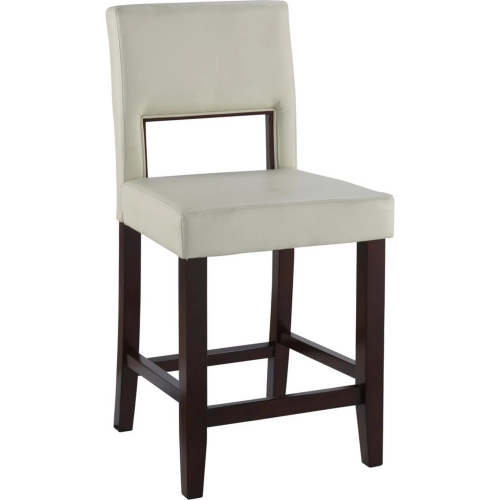 Vega Counter Stool in White Leatherette & Espresso Wood
