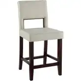 Vega Counter Stool in White Leatherette & Espresso Wood