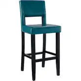 Vega Bar Stool in Agean Blue Leatherette & Black Wood