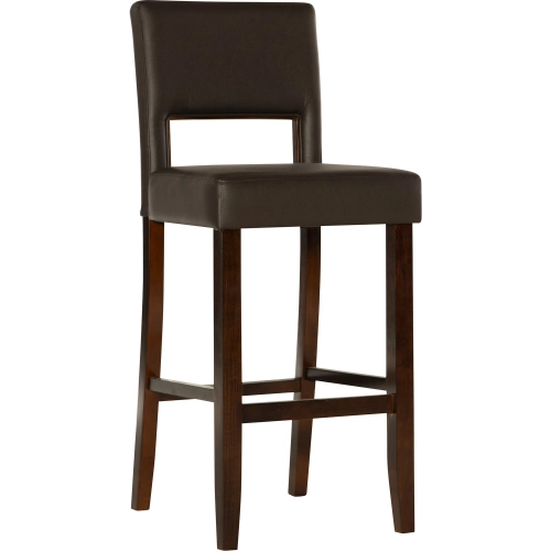 Vega Bar Stool in Brown Leatherette & Espresso Wood