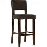 Vega Bar Stool in Brown Leatherette & Espresso Wood