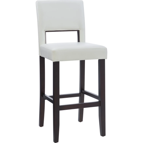 Vega Bar Stool in White Leatherette & Espresso Wood