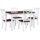 Harrison White & Cherry 5-Piece Dining Set - Table & 4 Chairs
