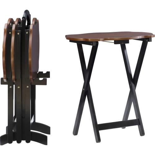 Serpentine Tray Side Table Set in Hazelnut & Black Wood