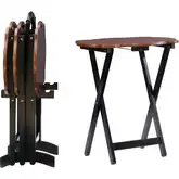 Serpentine Tray Side Table Set in Hazelnut & Black Wood