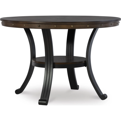 Franklin 45" Round Dining Table with Oak Grain Veneer & Nailheads Apron