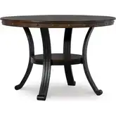Franklin 45" Round Dining Table with Oak Grain Veneer & Nailheads Apron