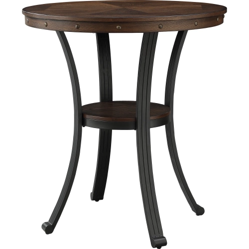 Franklin 36" Pub Table with Oak Veneer Top on Curved Metal Legs