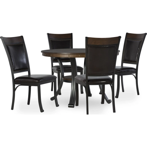 Franklin 5-Piece Dining Set in Wood & Metal - Table & 4 Chairs