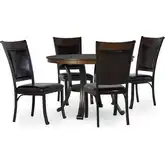 Franklin 5-Piece Dining Set in Wood & Metal - Table & 4 Chairs
