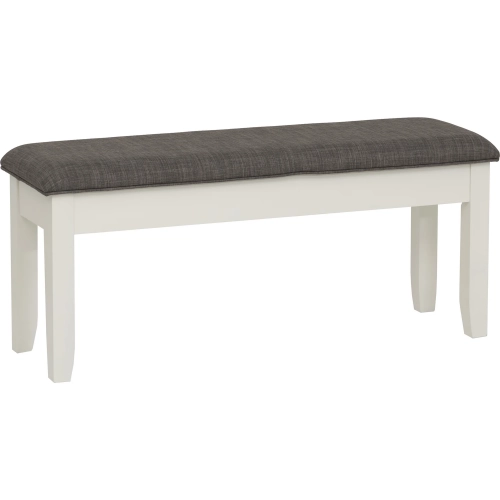 Jane Storage Dining Bench in Vanilla White & Taupe Fabric