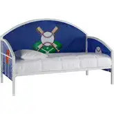 Big Game Sport Twin Daybed in White Metal & Multicolor Fabric
