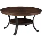 Franklin Cocktail Table in Oak Veneer & Metal with Nailhead