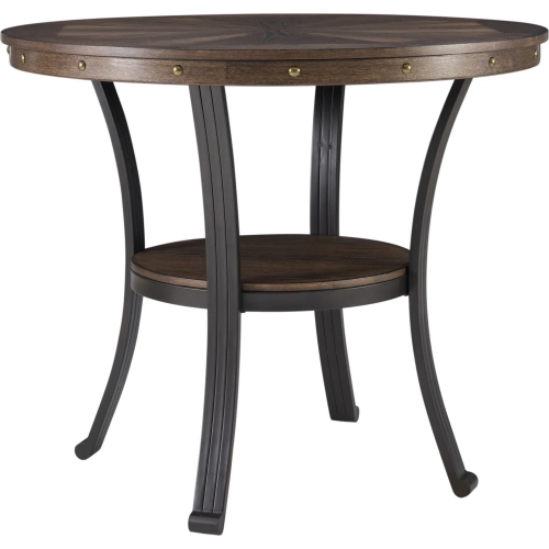 Franklin Side Table in Oak Veneer & Metal with Nailhead