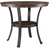 Franklin Side Table in Oak Veneer & Metal with Nailhead