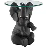 Ernie Elephant Side Table in Dark Gray Resin & Tempered Glass