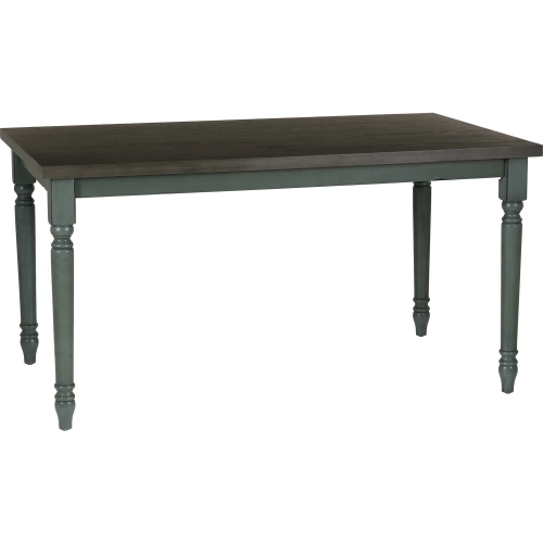 Willow 59" Dining Table with Burnished Smoke Top on Distressed Teal Legs