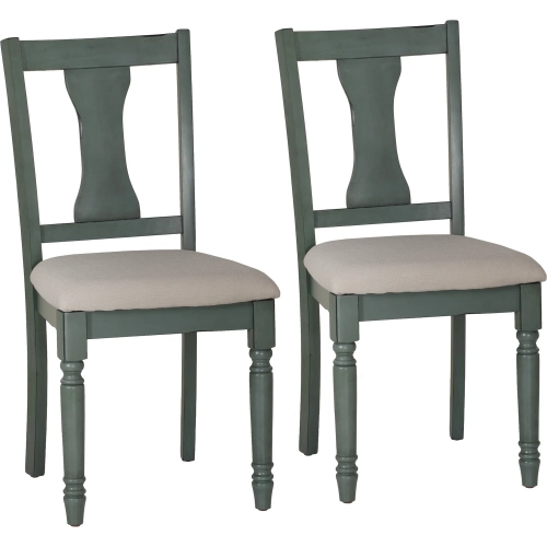 Willow Dining Chair in Distressed Teal & Fabric (Set of 2)