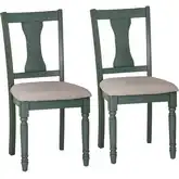Willow Dining Chair in Distressed Teal & Fabric (Set of 2)