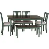 Willow 6-Piece Dining Set in Burnished Smoke & Distressed Teal Wood
