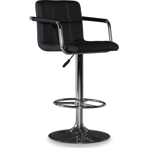 Bar Stool in Quilted Black Leatherette & Chrome