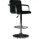 Bar Stool in Quilted Black Leatherette & Chrome
