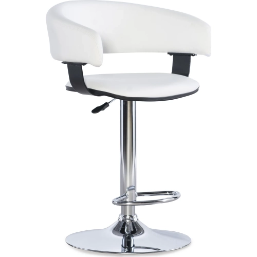 White Faux Leather Seat & Chrome Adjustable Height Bar or Counter Height Stool