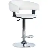 White Faux Leather Seat & Chrome Adjustable Height Bar or Counter Height Stool