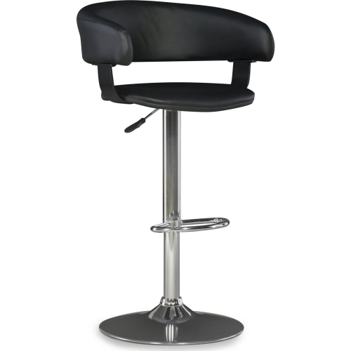 Barrel & Chrome Adjustable Height Bar Stool in Black Leatherette