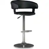 Barrel & Chrome Adjustable Height Bar Stool in Black Leatherette