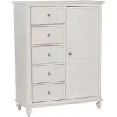 Nori Louvered Wardrobe in Antique White Wood