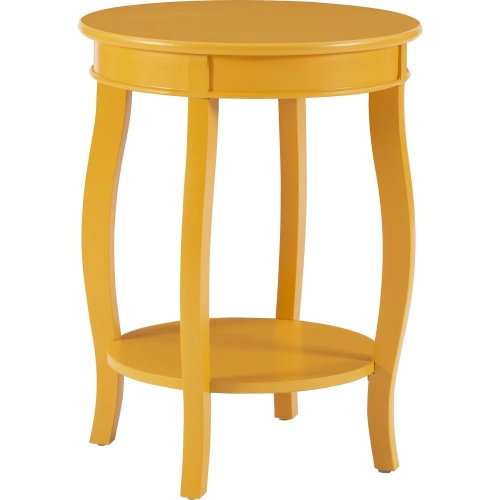 Yellow Round Side End Table with Shelf