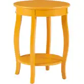 Yellow Round Side End Table with Shelf