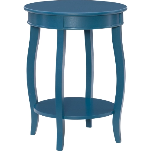 Teal Round Occasional Table with Shelf