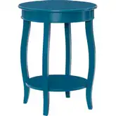 Teal Round Occasional Table with Shelf