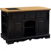 Pennfield Kitchen Island in Sanded Black with Natural Top