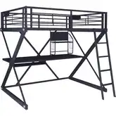 Z Bedroom Full Study Loft Bunk Bed in Textured Black